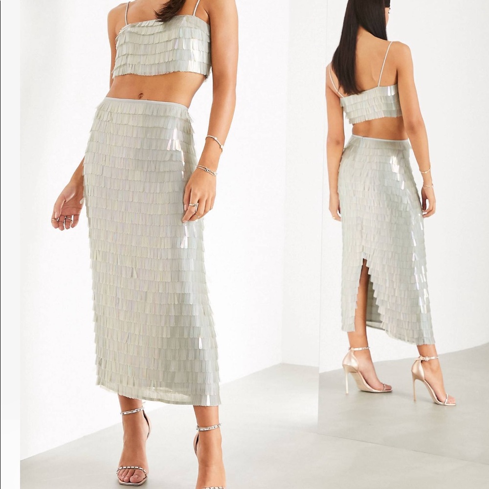 ASOS Crop Top & Midi Skirt Set in Iridescent